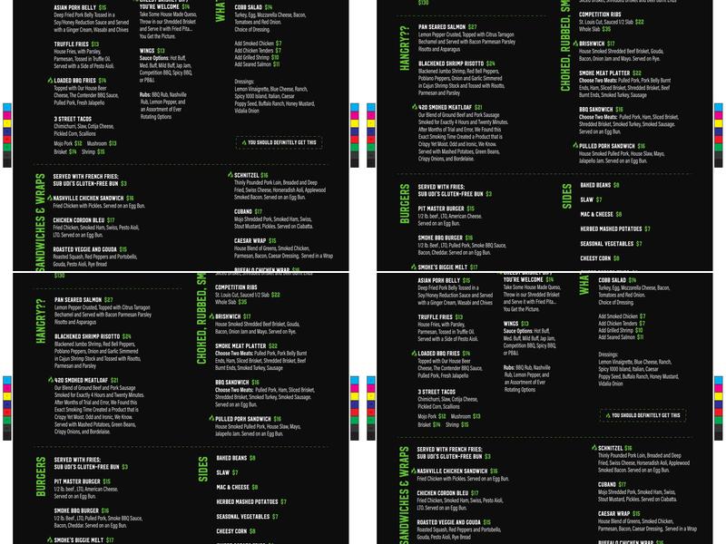Smoke Brewing & BBQ Menu