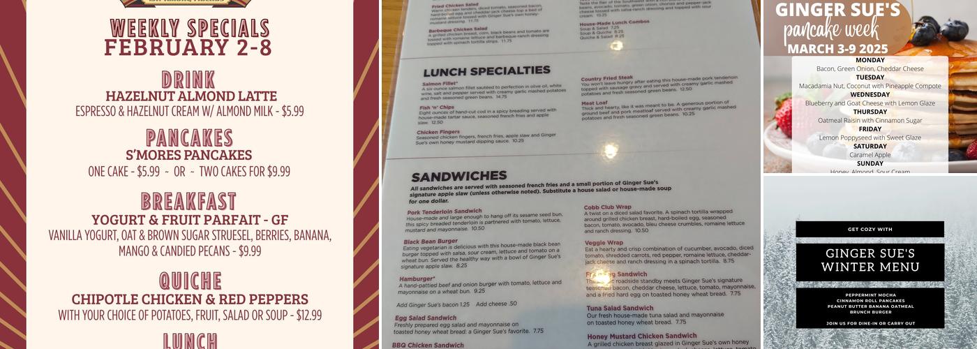 Ginger Sue's Menu