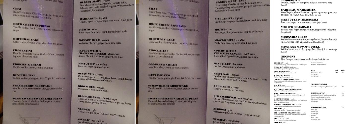 Doc Harper's Tavern Menu