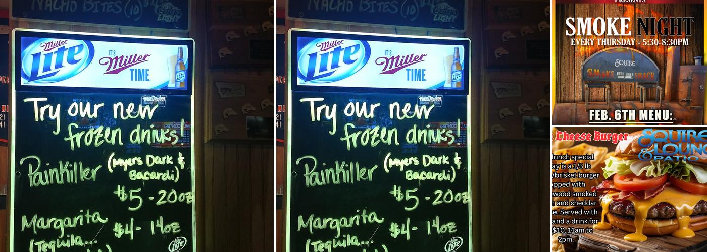 Squire Lounge & Patio Menu