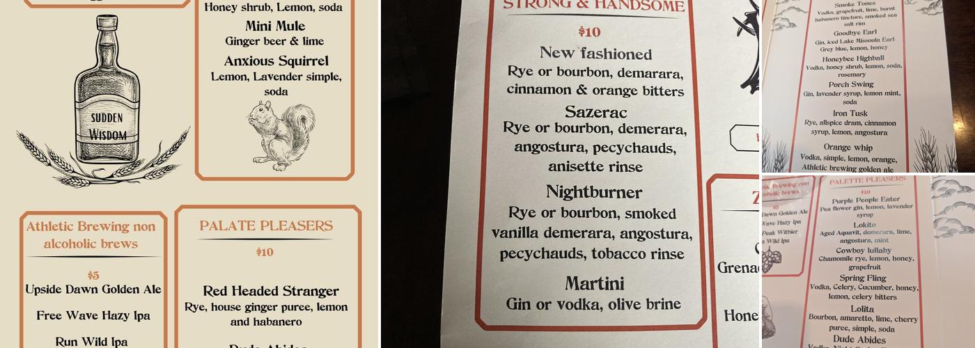 Montgomery Distillery Menu
