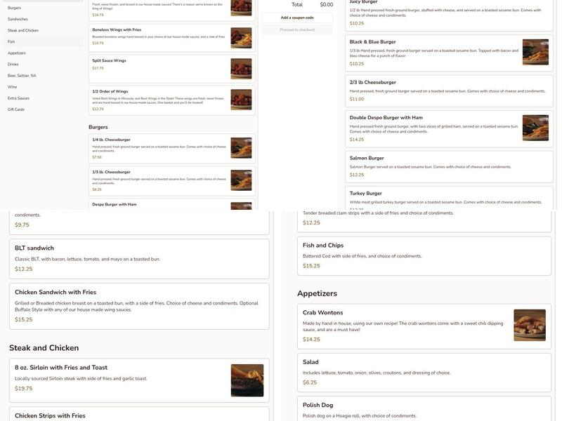 Desperado Sports Tavern Menu