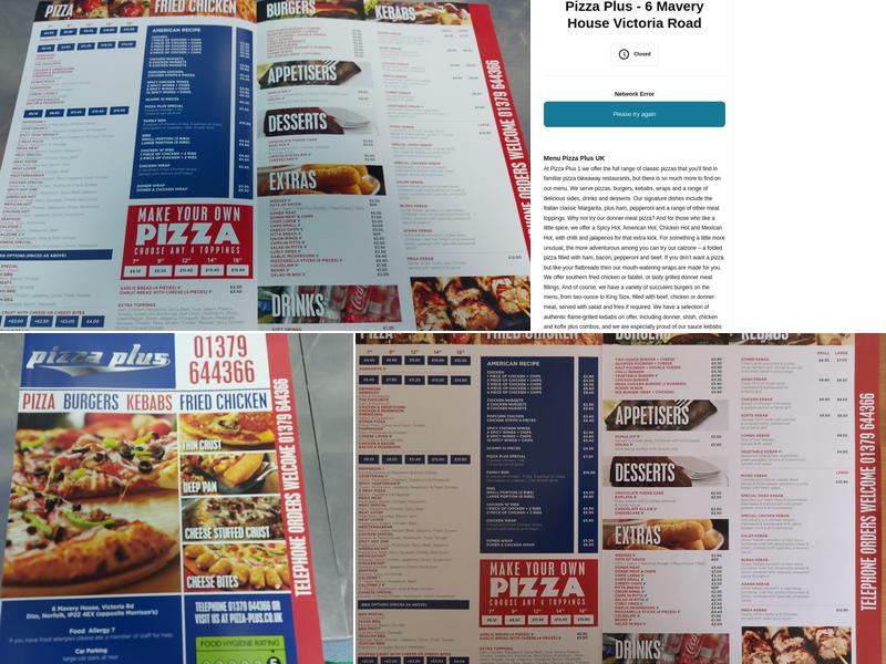 Pizza Plus Menu