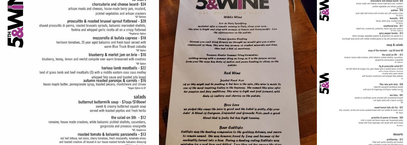 5th & Wine Menu