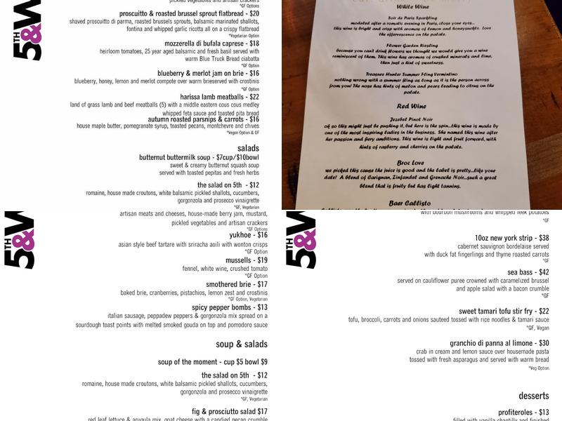 5th & Wine Menu