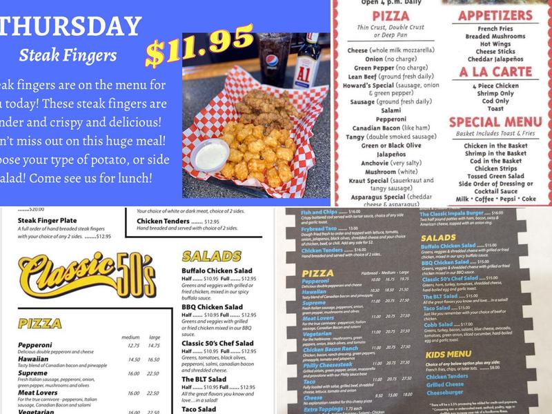 Classic 50'S Menu
