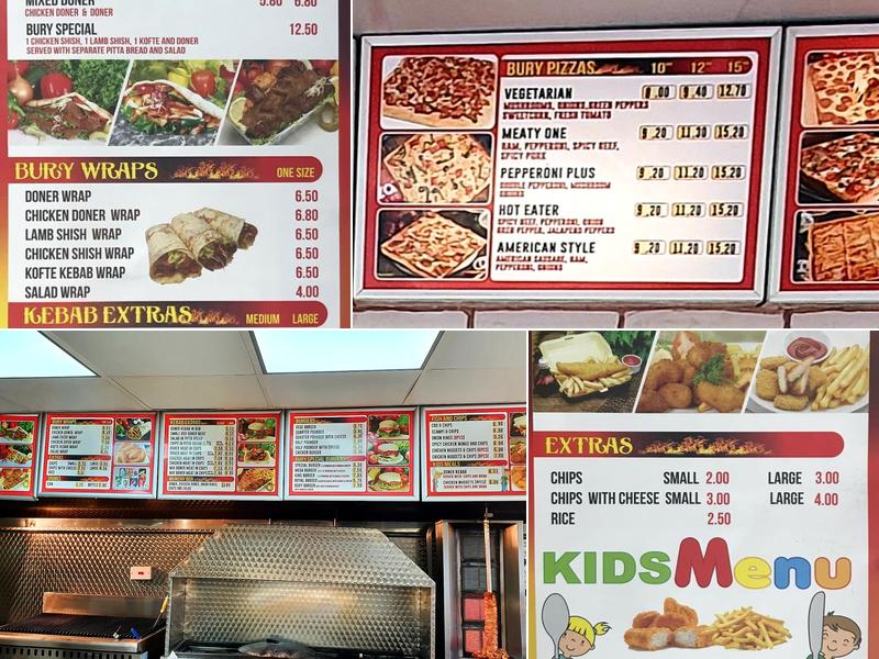 Bury Kebab and Pizza House Menu