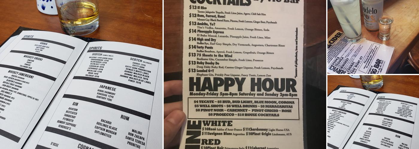 Vig Bar Menu