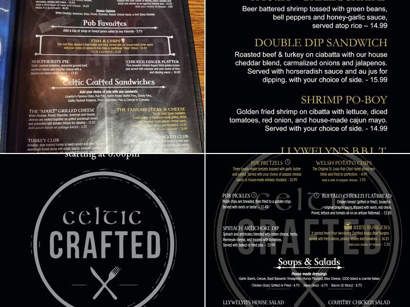 Llywelyn's Pub Menu