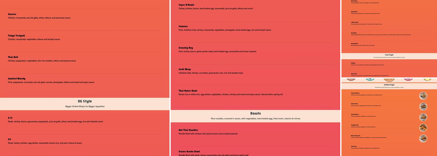 Longboards Wraps & Bowls Menu
