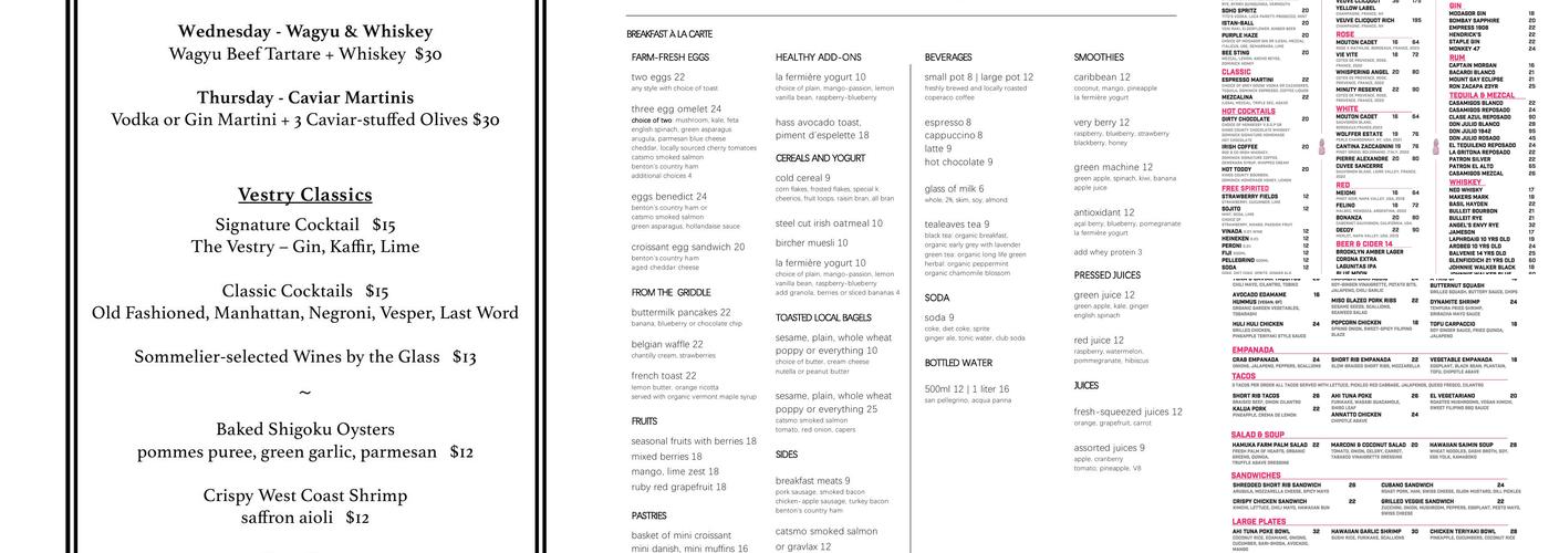 Terrace on 7 Menu