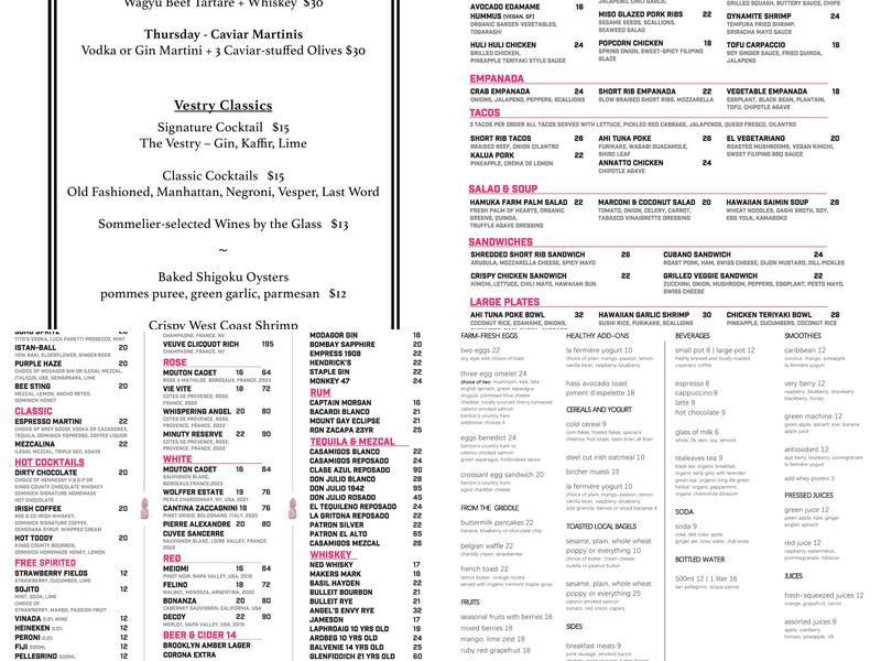 Terrace on 7 Menu