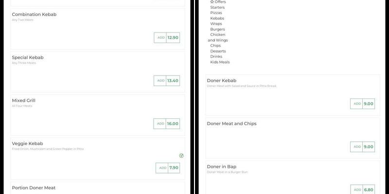 Reepham Pizza House. KEBAB Menu