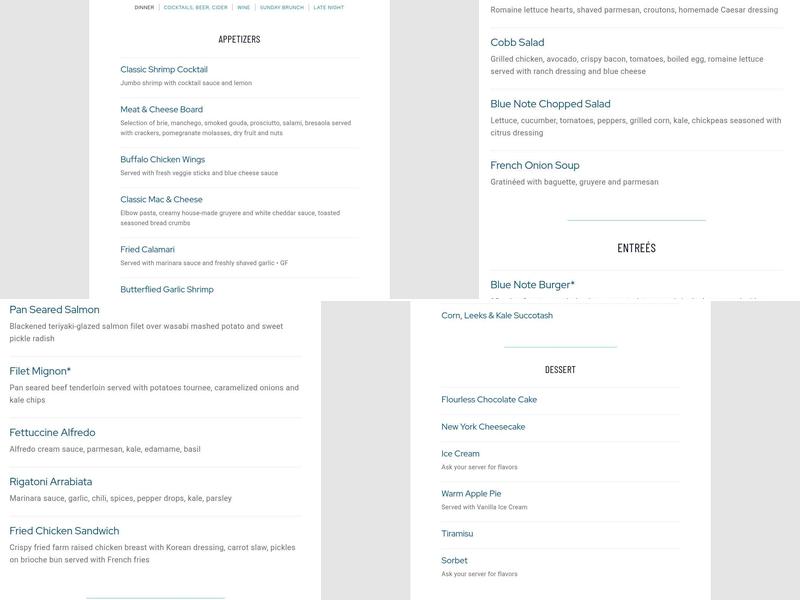 Blue Note Menu