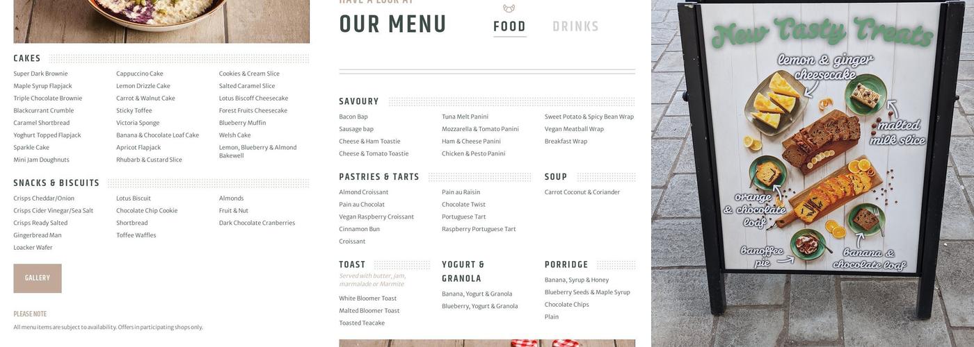 Coffee#1 Bath Riverside Menu