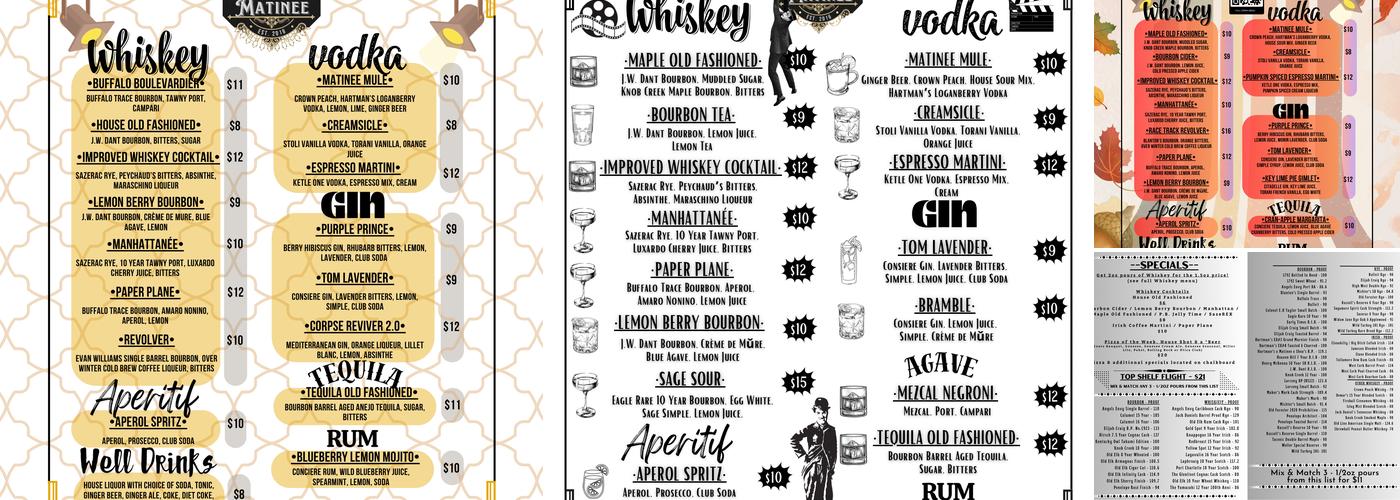 Matinee Menu