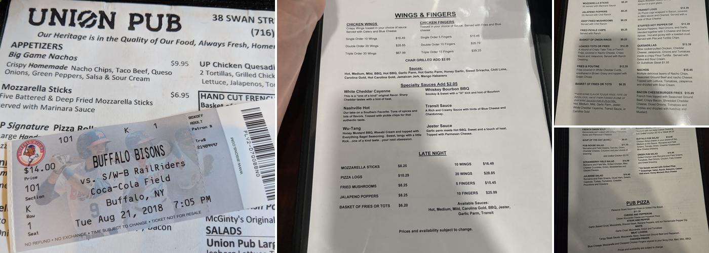 Union Pub Menu