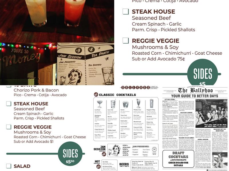 Ballyhoo Menu