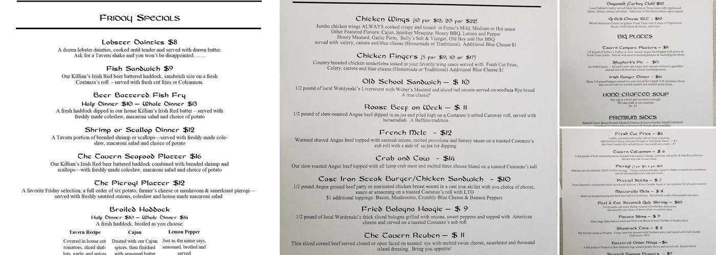 Adolf's Old First Ward Tavern Menu