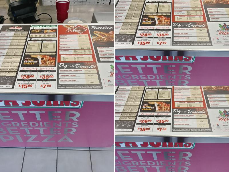 Papa Johns Pizza Menu