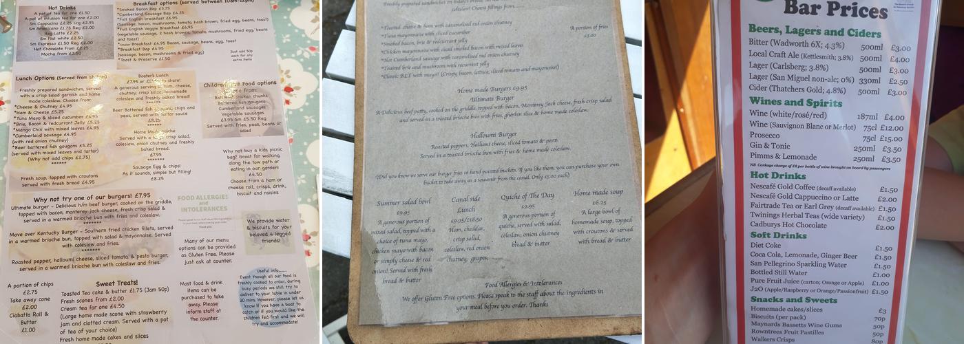 Canal Trust Cafe Menu