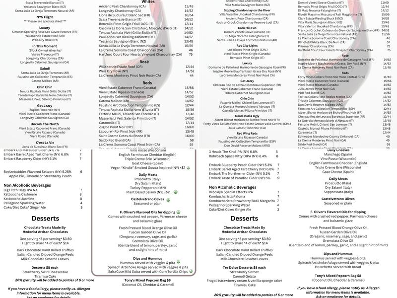 Flight Wine Bar Menu