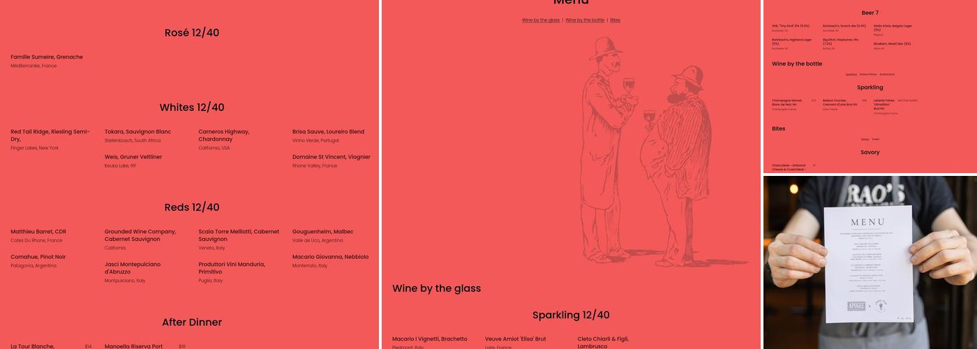 Apogee Wine Bar Menu