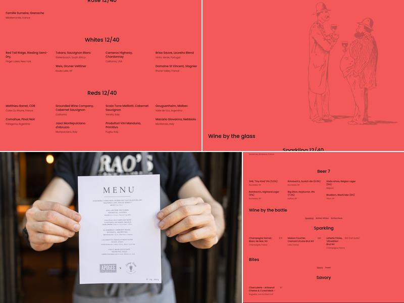 Apogee Wine Bar Menu