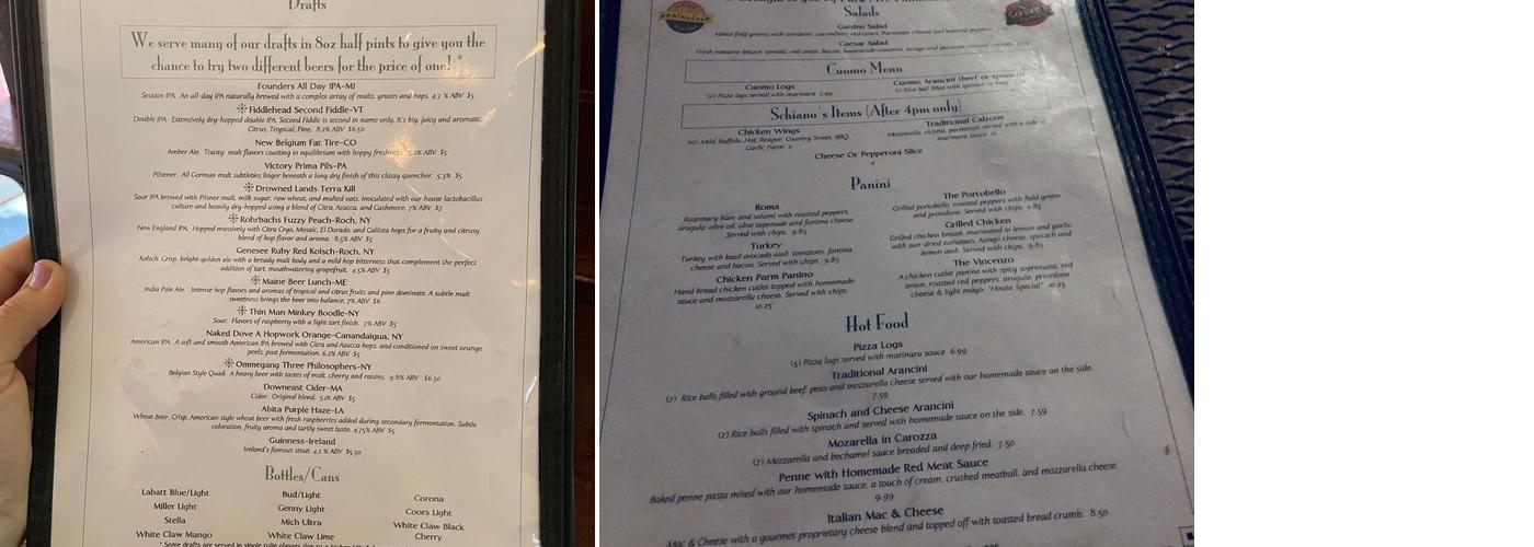 Half Pint Pub Menu