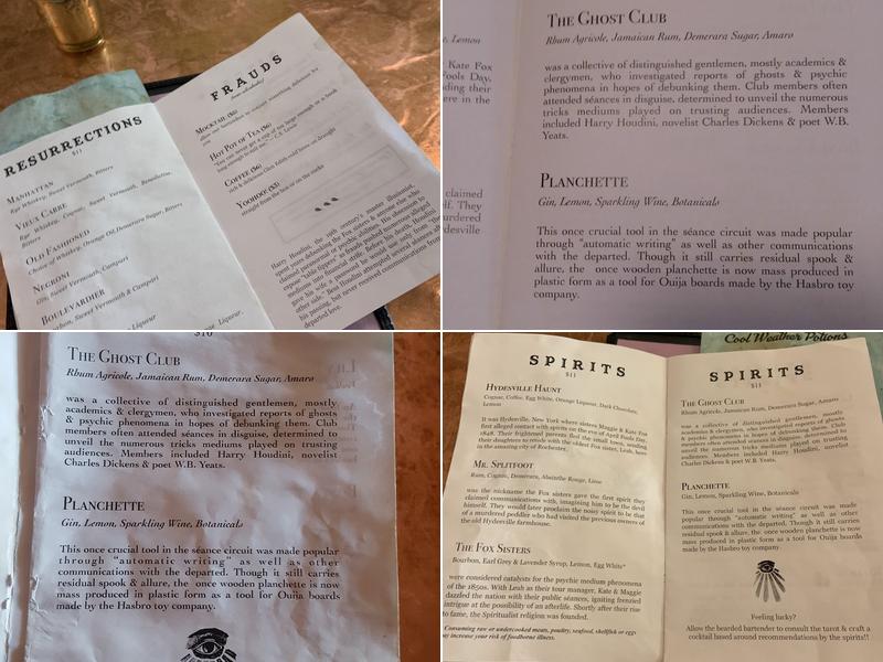 The Spirit Room Menu