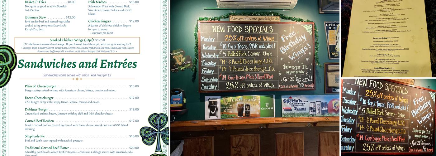 O'Callaghan's Pub Menu