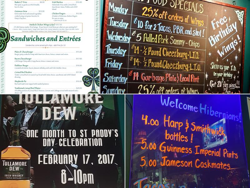 O'Callaghan's Pub Menu