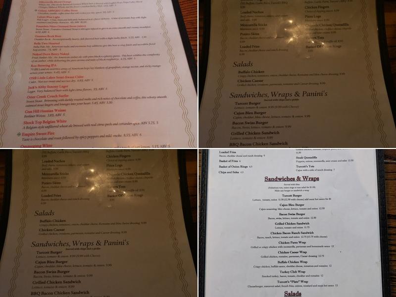 Turcott's Taproom Menu