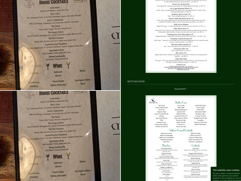 Magpie Irish Pub Menu