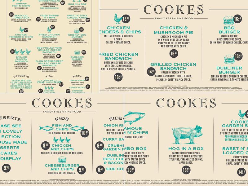 Cooke's of Dublin Menu