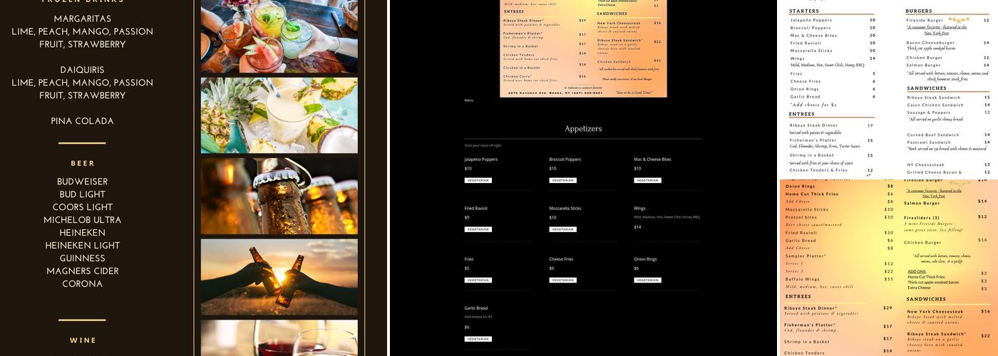 Mulligan's Fireside Pub Menu