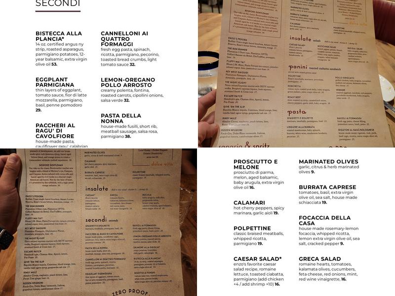 Enzo's Hideaway Tunnel Bar Menu