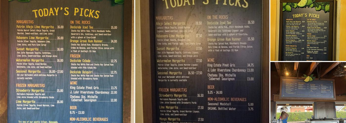 Dockside Margaritas Menu