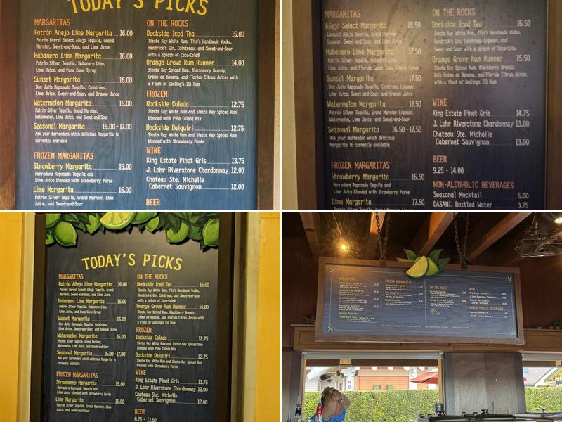 Dockside Margaritas Menu