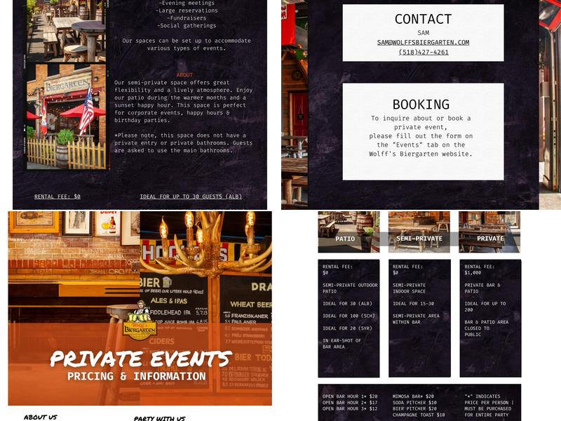 Wolff's Biergarten Menu