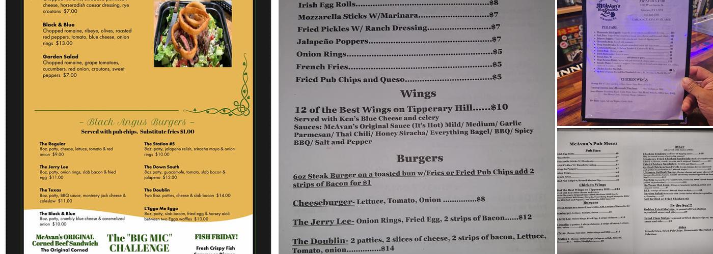 McAvan's Pub Menu