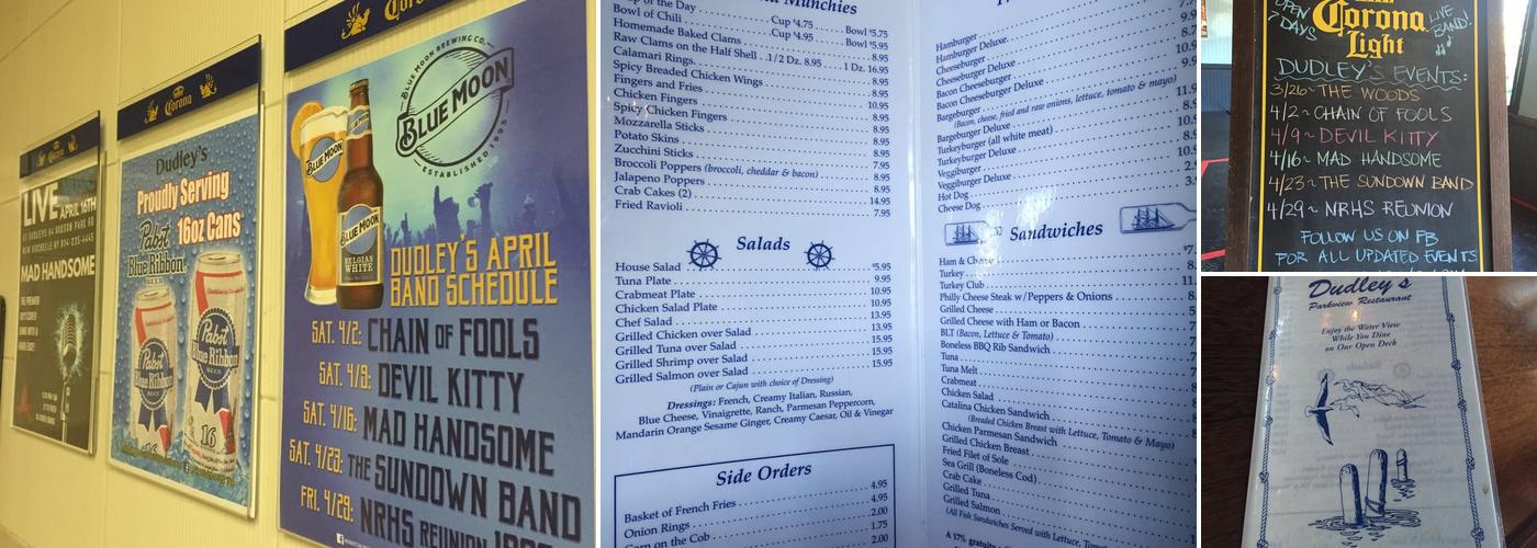 Dudley's Bar & Marina Menu