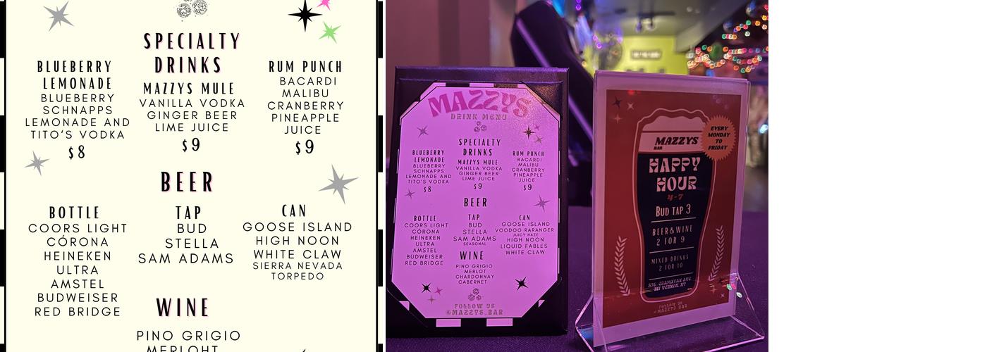 Mazzys Bar Menu