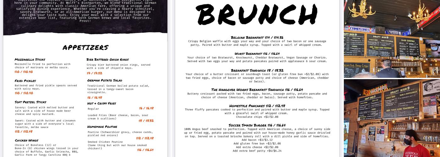 Wolff's Biergarten Menu