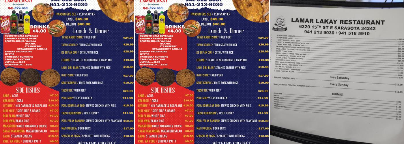 Lamar Lakay Restaurant Menu