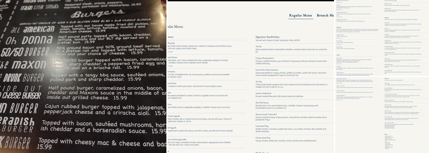 Maxon's American Grill Menu