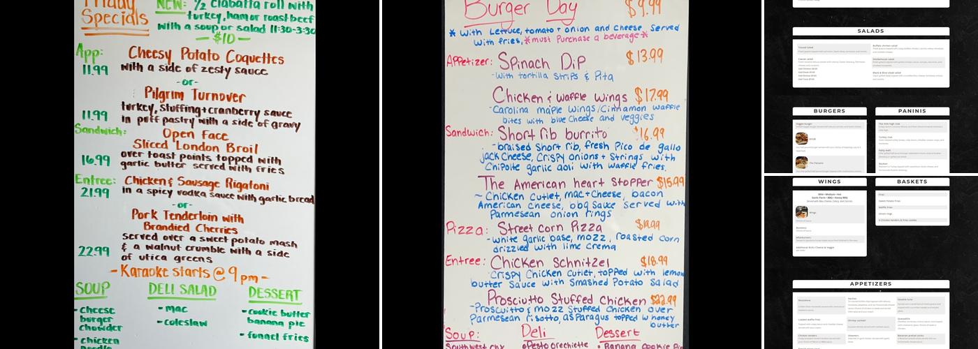 TJ's Flightline Pub Menu