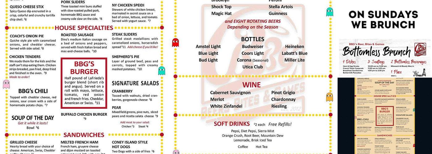 BBG's Menu