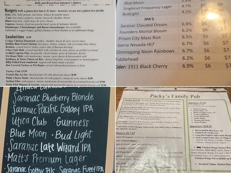 Packy's Pub Menu