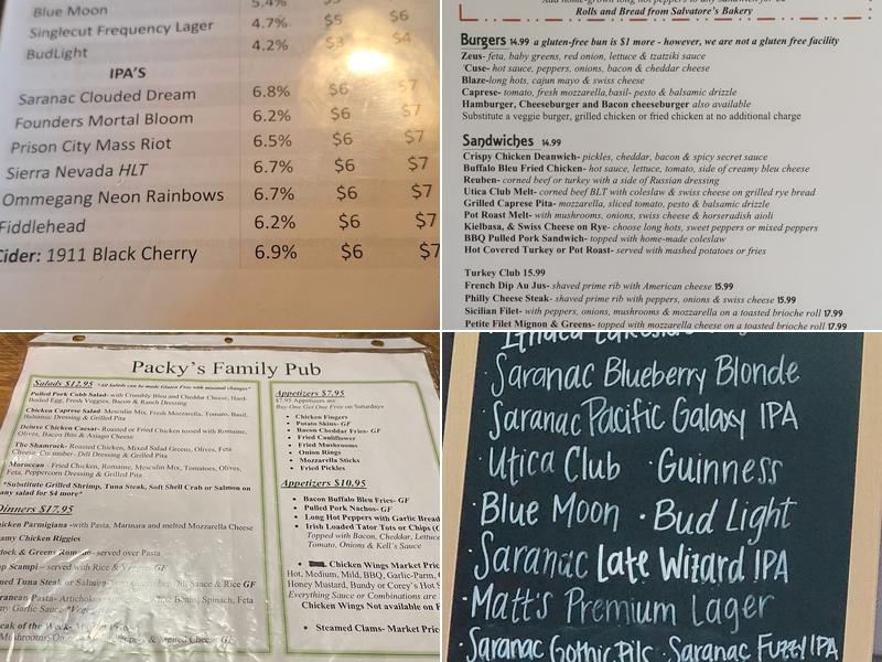 Packy's Pub Menu